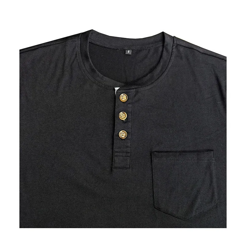 Men Classic Versatile Henley Neck Cotton Blend Long Sleeve Top