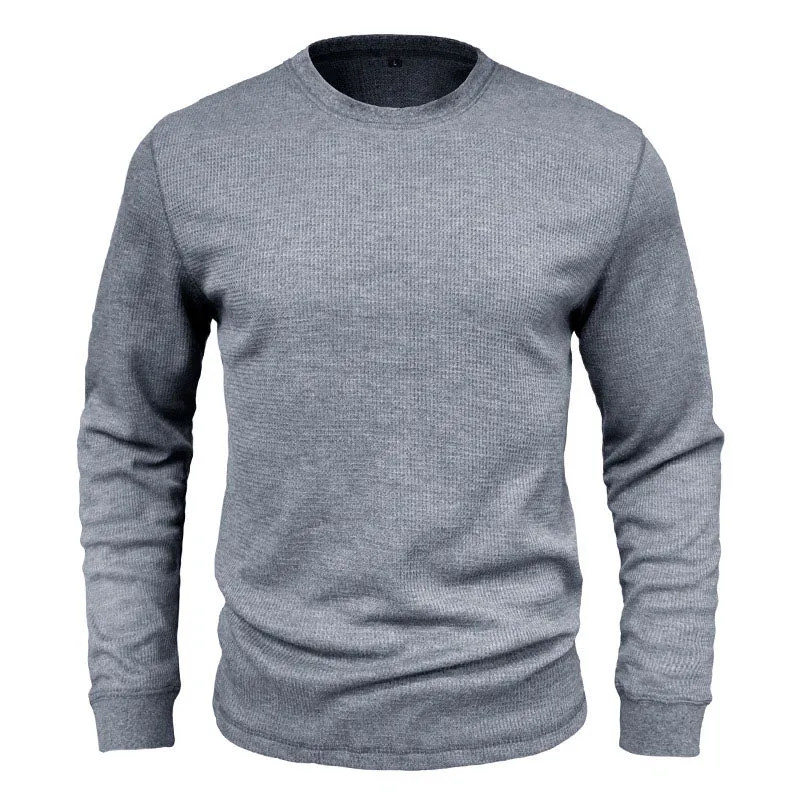 Men Classic Versatile Waffle Bottoming Long Sleeve Top