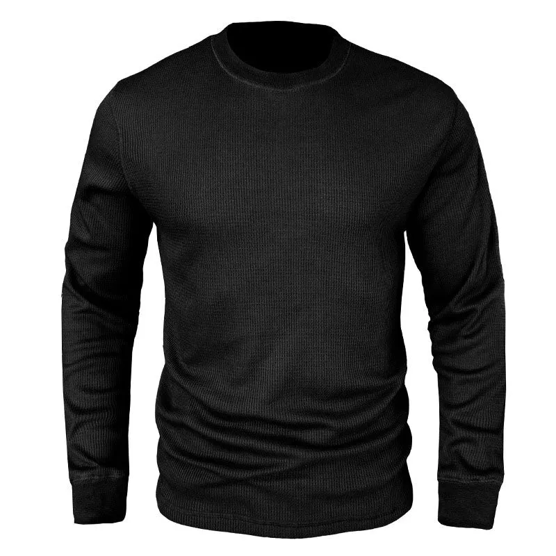 Men Classic Versatile Waffle Bottoming Long Sleeve Top