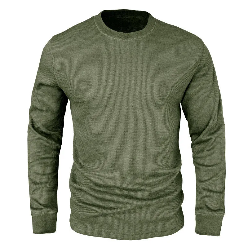 Men Classic Versatile Waffle Bottoming Long Sleeve Top