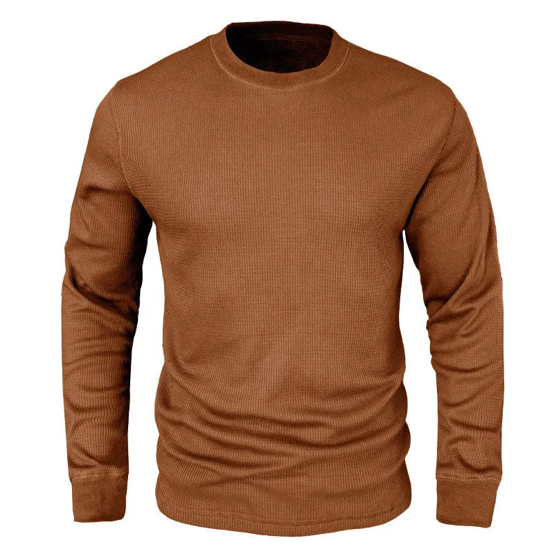 Men Classic Versatile Waffle Bottoming Long Sleeve Top