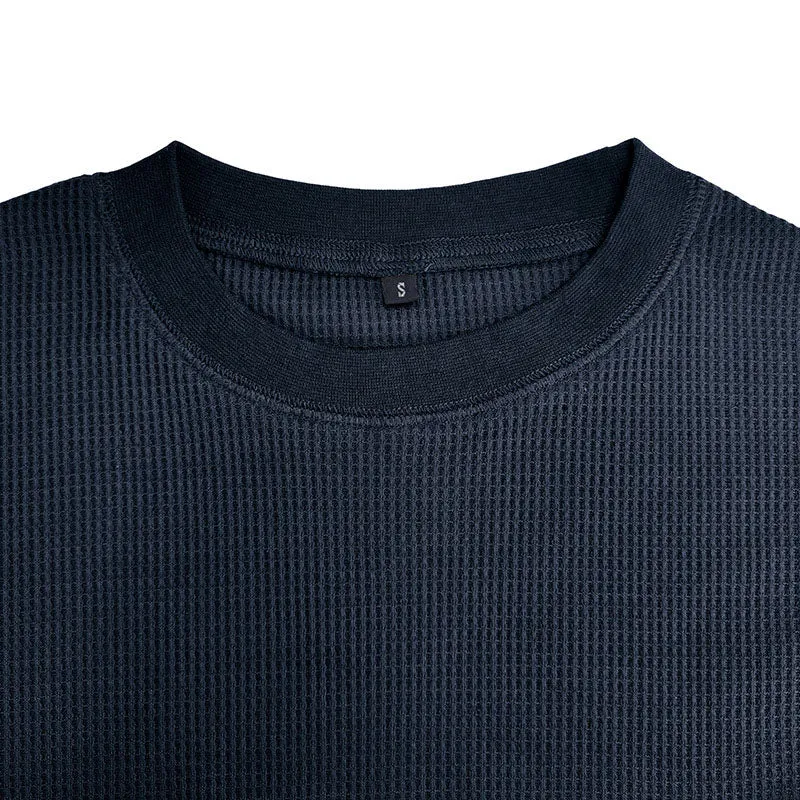 Men Classic Versatile Waffle Bottoming Long Sleeve Top