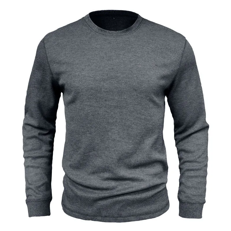 Men Classic Versatile Waffle Bottoming Long Sleeve Top