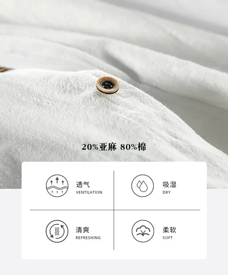 Men Clothing 2023 Fall Men's Cotton Linen Long-sleeved Shirt Solid Casual Versatile Lapel Loose Youth Shirt