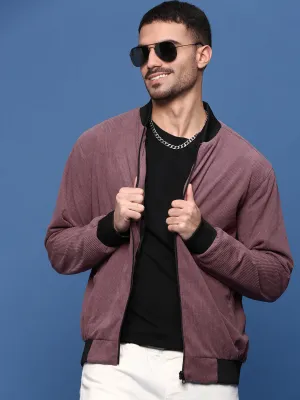 Men Mauve Corduroy Windcheater Bomber Jacket