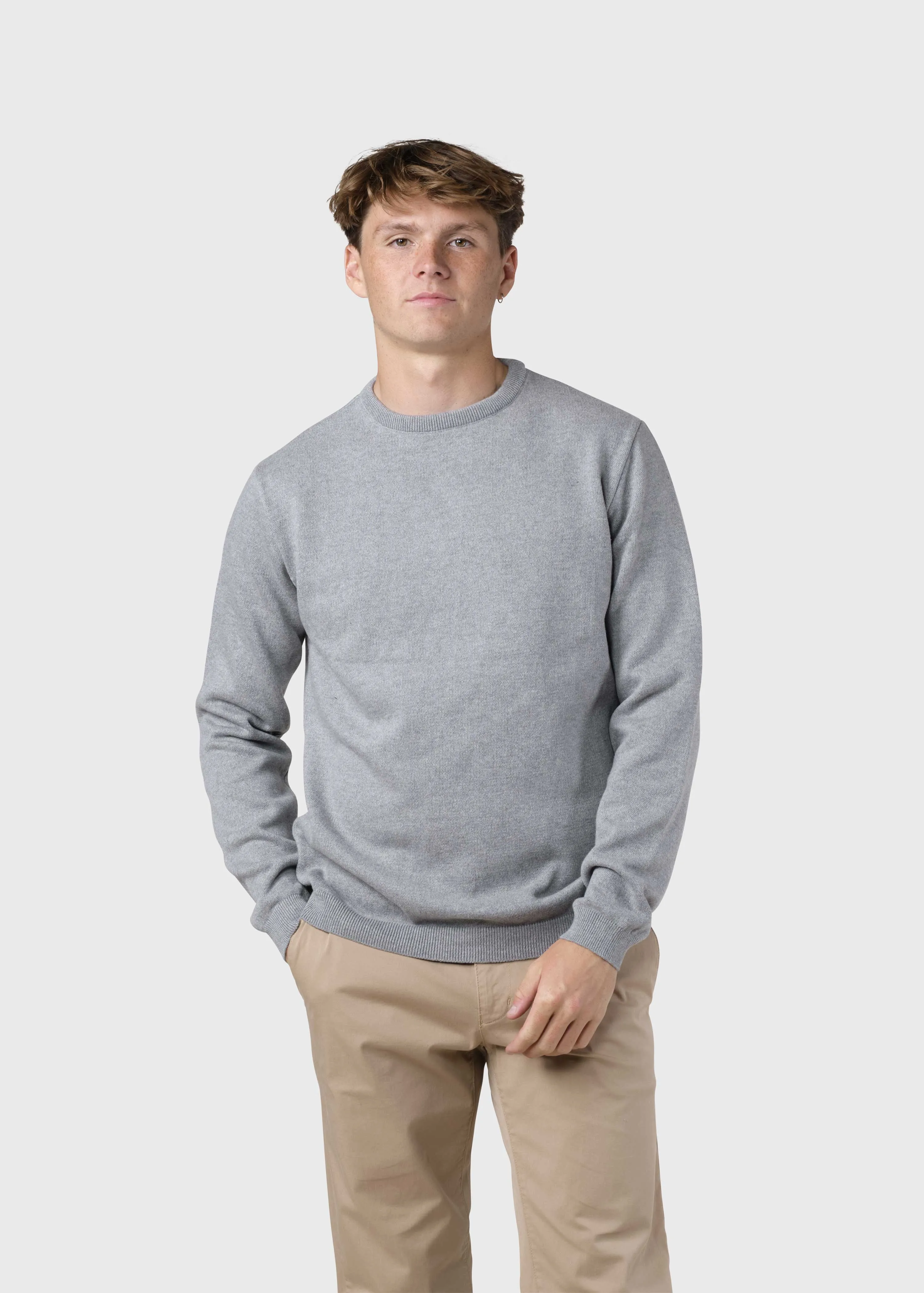 Mens basic cotton knit - Light grey
