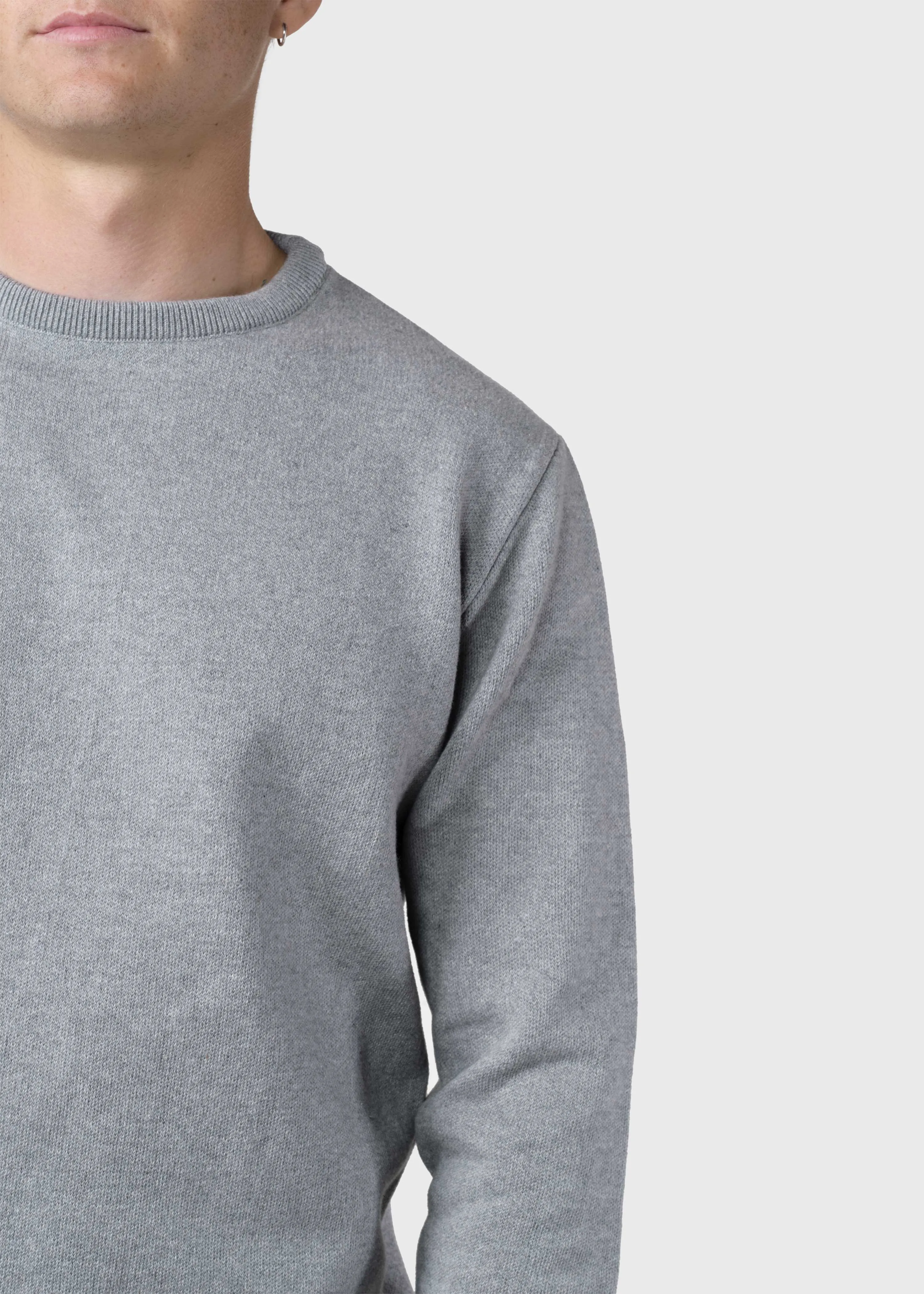 Mens basic cotton knit - Light grey