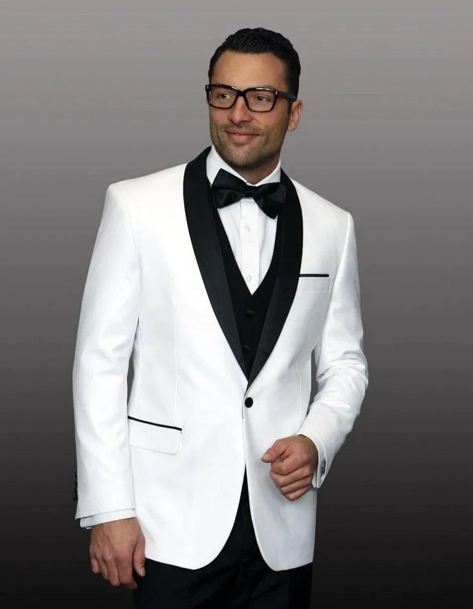 Mens Black & White Dinner Jacket - Mens Evening jackets  - Tuxedo Dinner Jacket