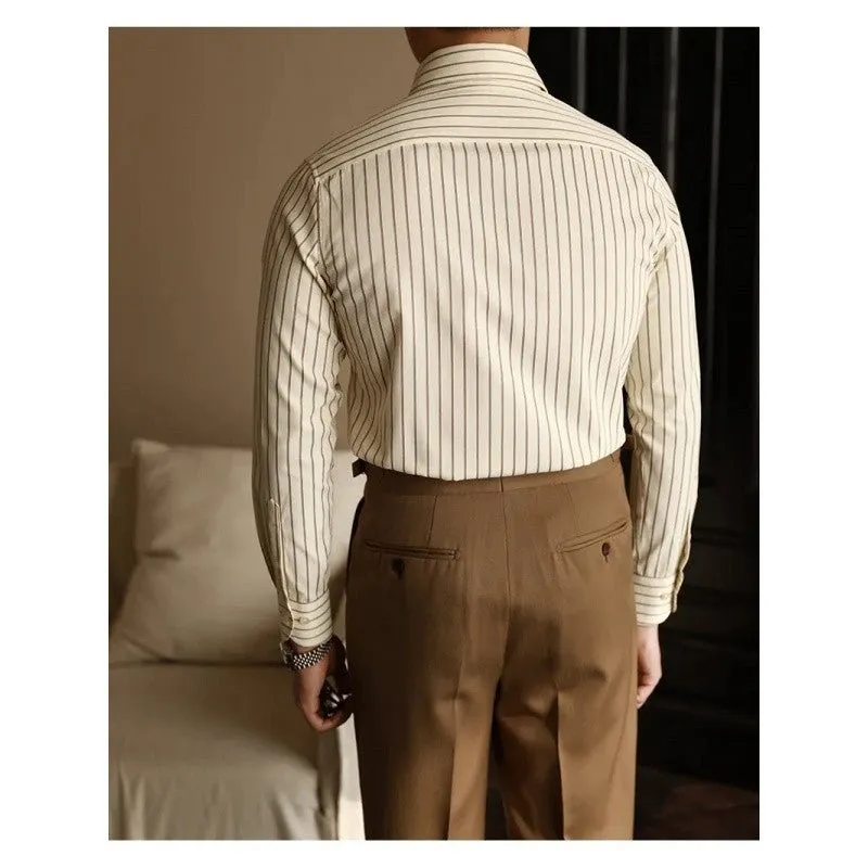 Men's Business Non-ironing Slim-fit Gentleman Versatile Fashion Pointed Buckle Collar Shirt
