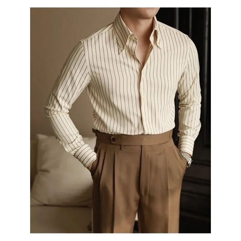 Men's Business Non-ironing Slim-fit Gentleman Versatile Fashion Pointed Buckle Collar Shirt