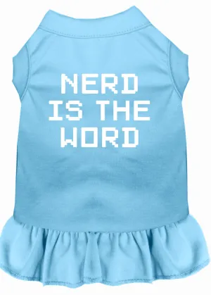 Nerd Is The Word Screen Print Dress Baby Blue Sm