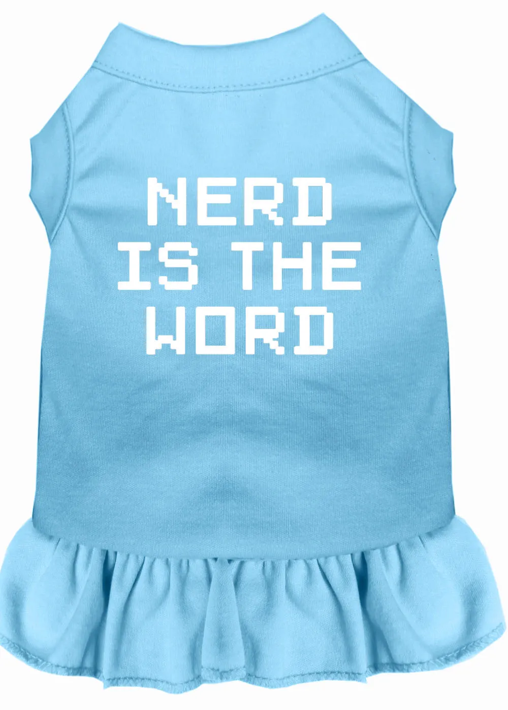 Nerd Is The Word Screen Print Dress Baby Blue Sm