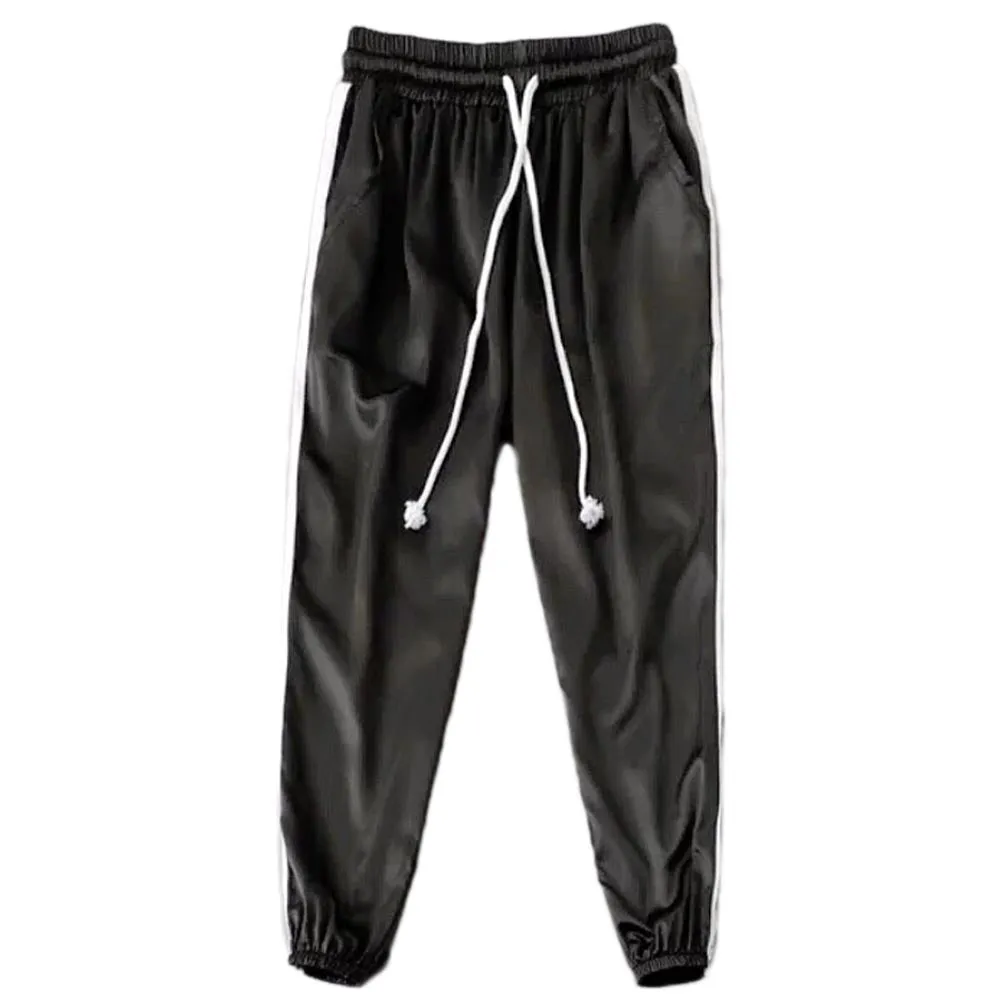 Old school satin side stripe joggers pants