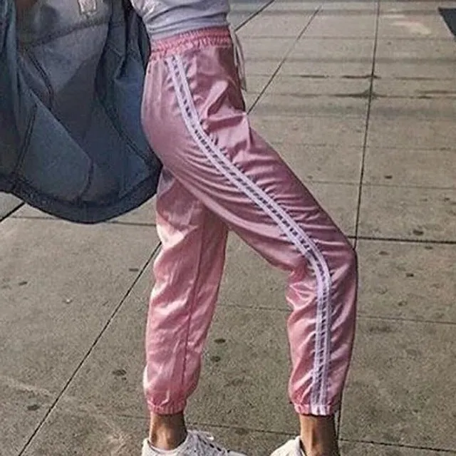 Old school satin side stripe joggers pants