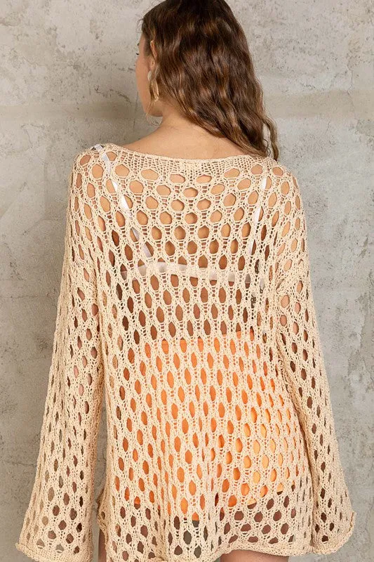 Open Weave Boatneck Sweater
