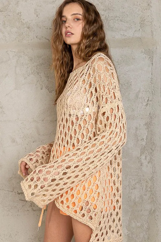 Open Weave Boatneck Sweater