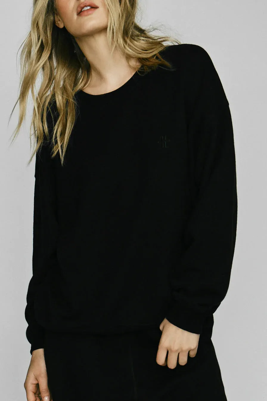 Oversized Crewneck Sweatshirt - Black