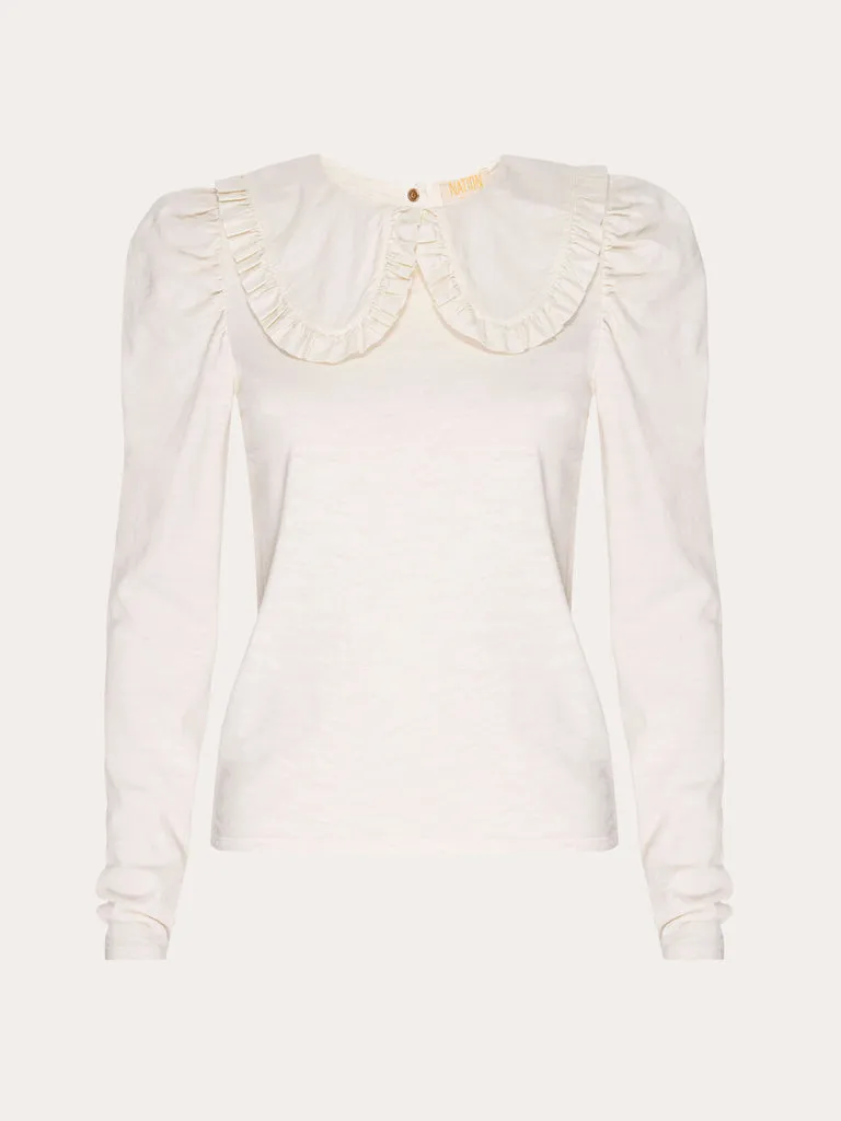 Patsy tee with peter pan collar in off white