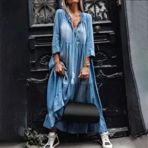QAHIRA - INDIGO MAXI DRESS
