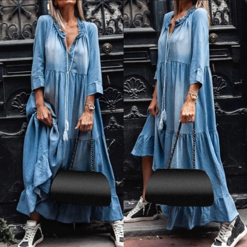 QAHIRA - INDIGO MAXI DRESS