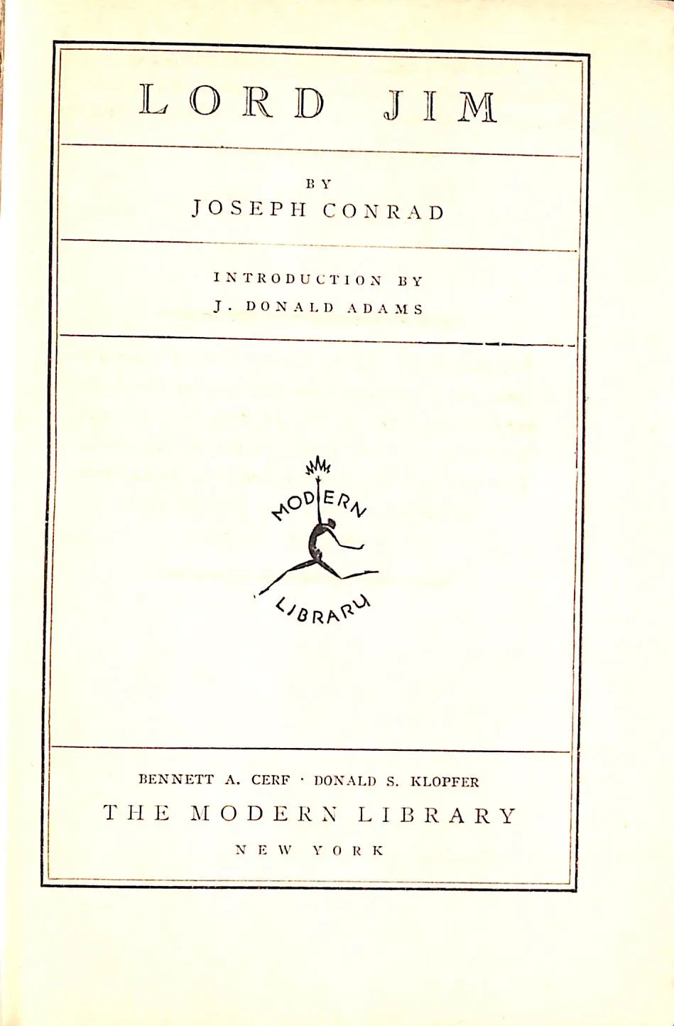 "Lord Jim" 1931 CONRAD, Joseph