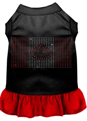 Rhinestone Canadian Flag Dress Black With Red Xxl