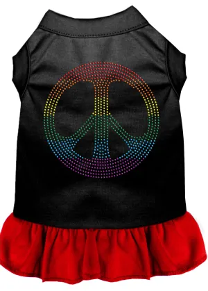 Rhinestone Rainbow Peace Dress Black With Red Med