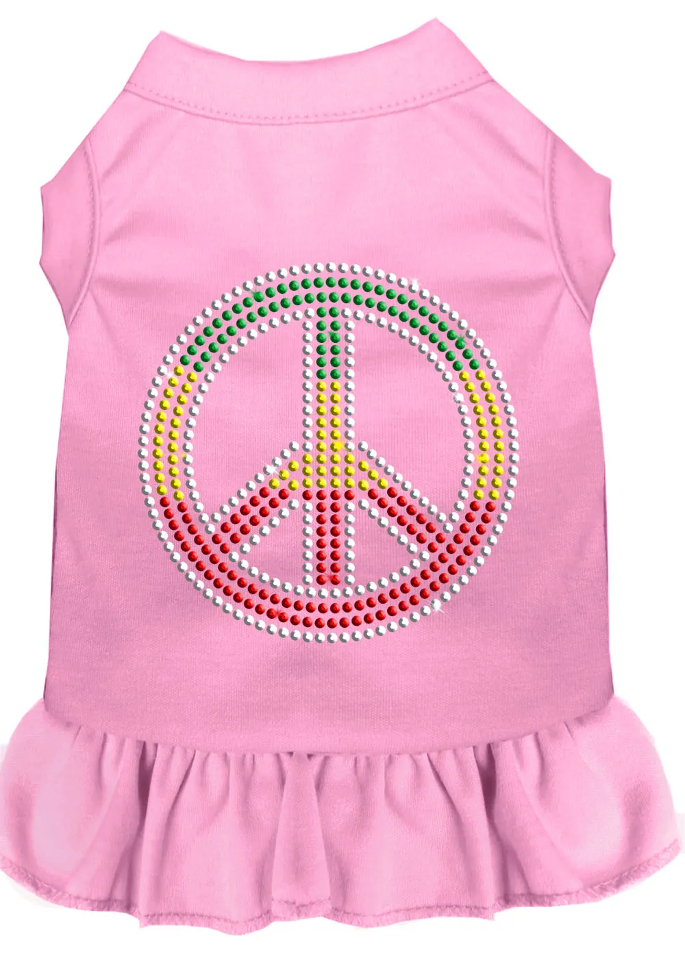 Rhinestone Rasta Peace Dress Light Pink Sm