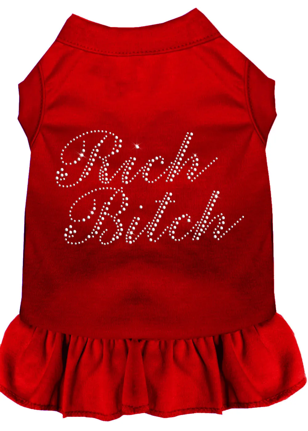 Rhinestone Rich Bitch Dress Red Xl