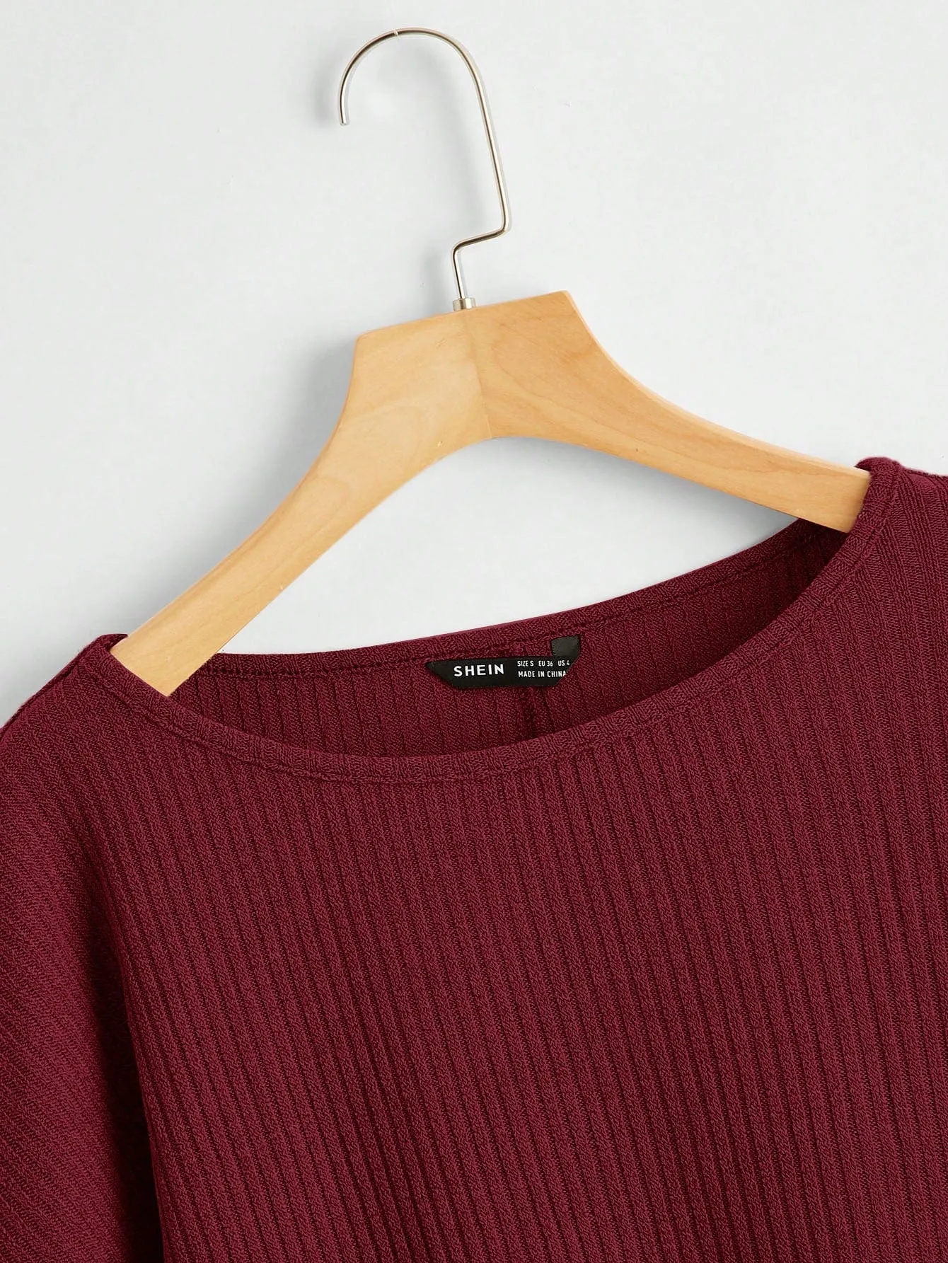 SHEIN Essnce Drop Shoulder Ribbed Knit Tee