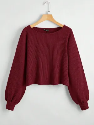 SHEIN Essnce Drop Shoulder Ribbed Knit Tee