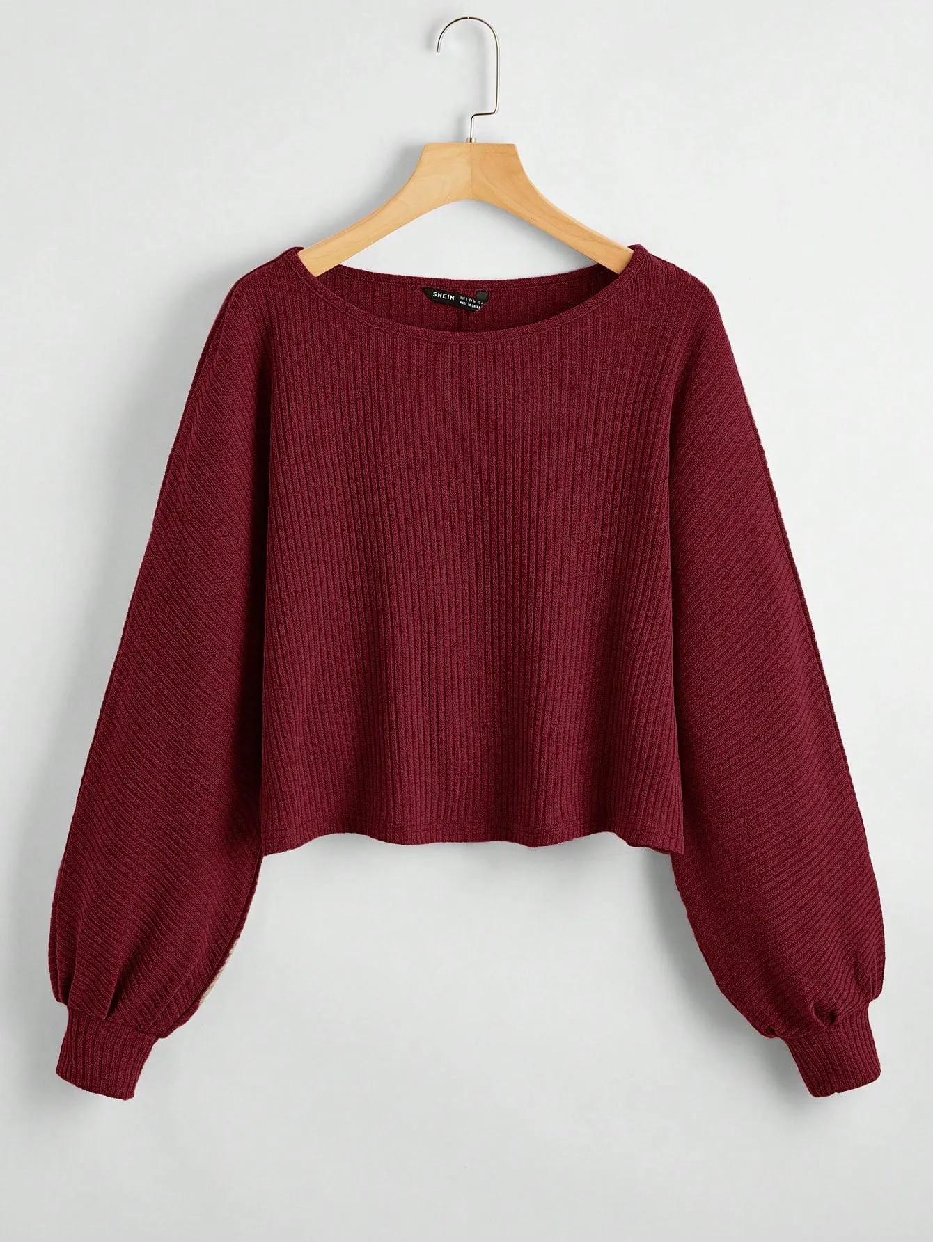 SHEIN Essnce Drop Shoulder Ribbed Knit Tee