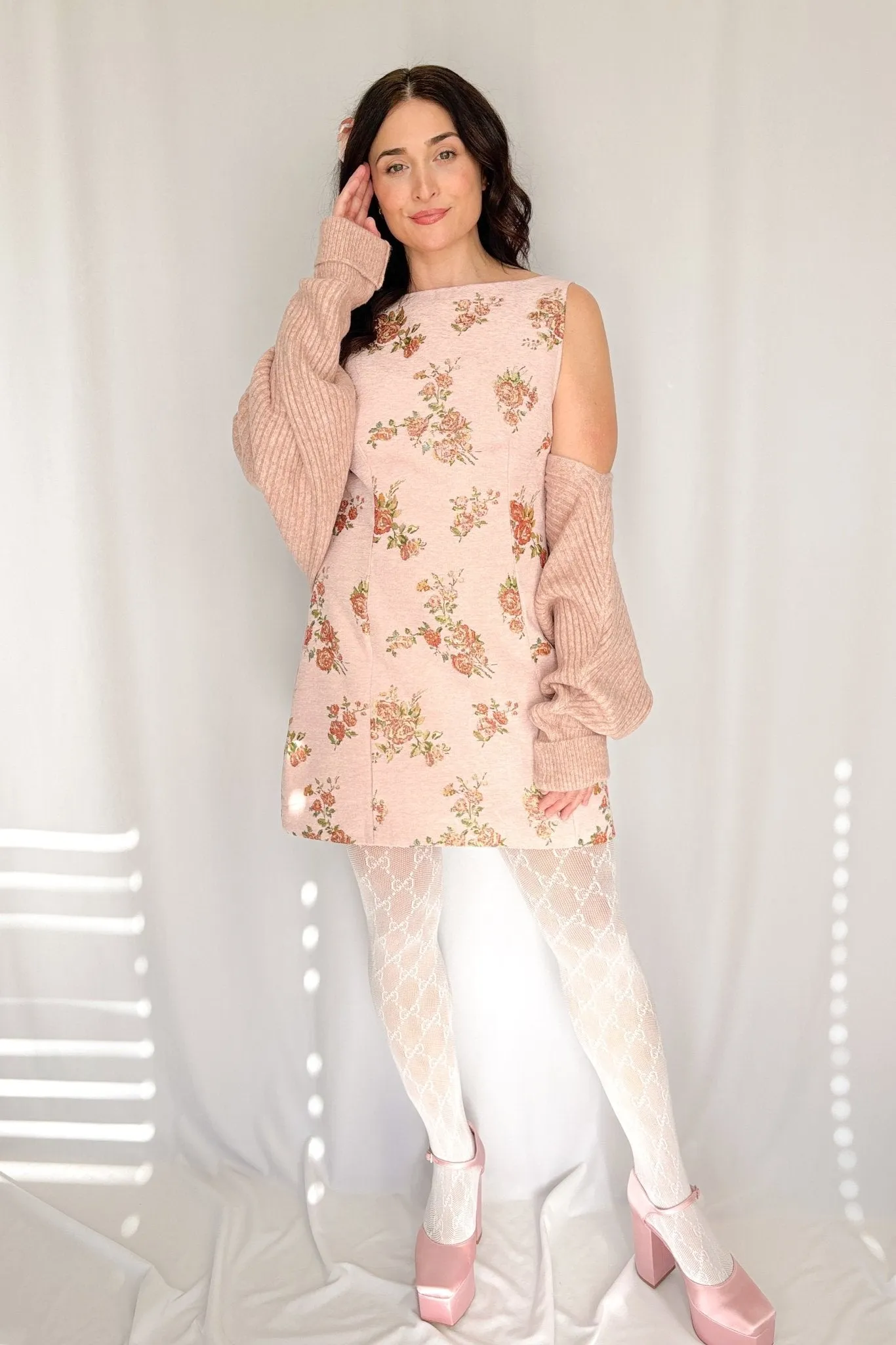 Sofie The Label | Carmine Feminine Jacquard Mini Dress | Light Pink