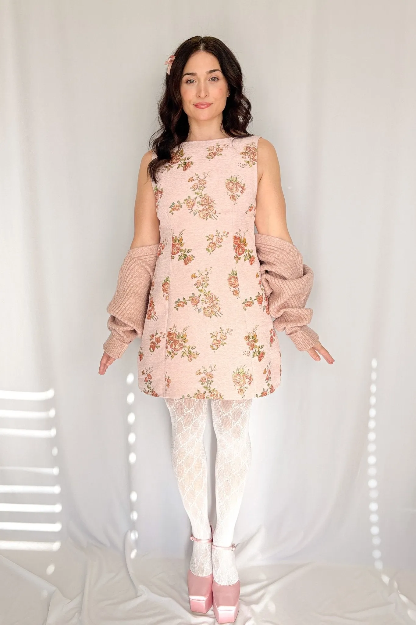 Sofie The Label | Carmine Feminine Jacquard Mini Dress | Light Pink