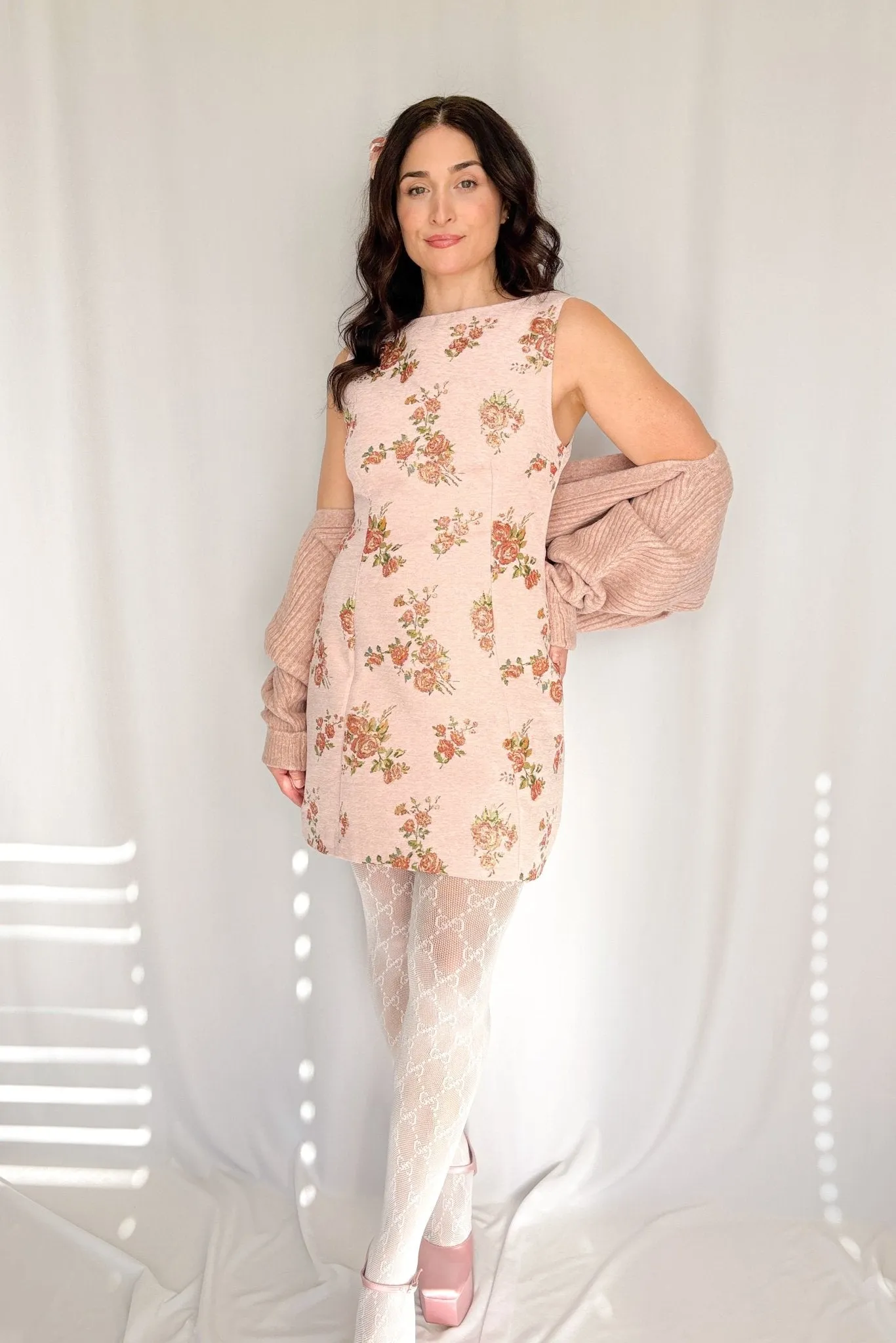 Sofie The Label | Carmine Feminine Jacquard Mini Dress | Light Pink