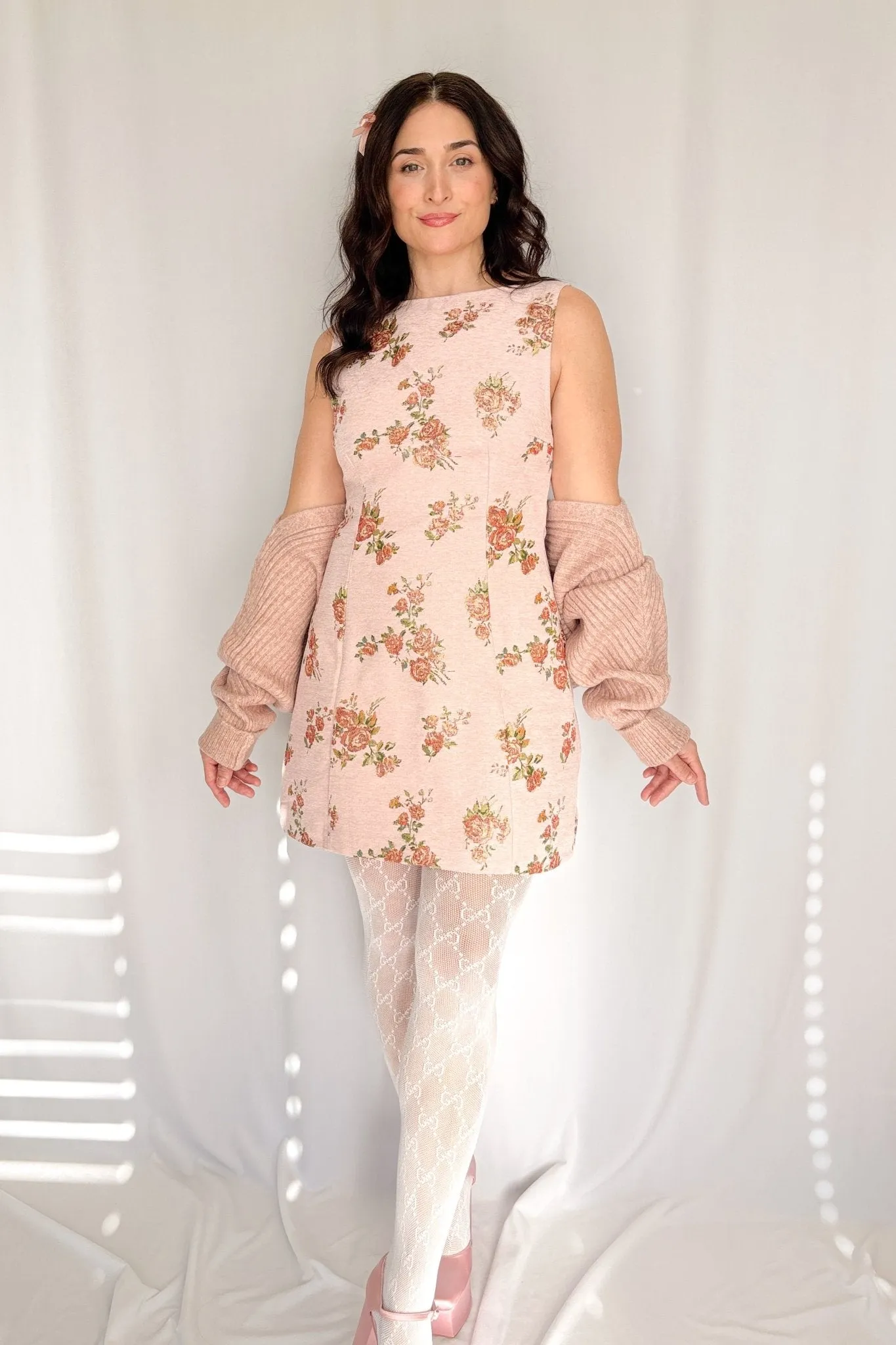 Sofie The Label | Carmine Feminine Jacquard Mini Dress | Light Pink