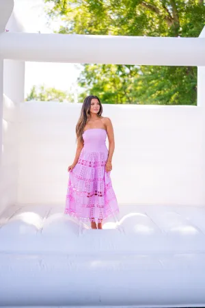 Sophie Eyelet Tube Dress-Lavender Pink