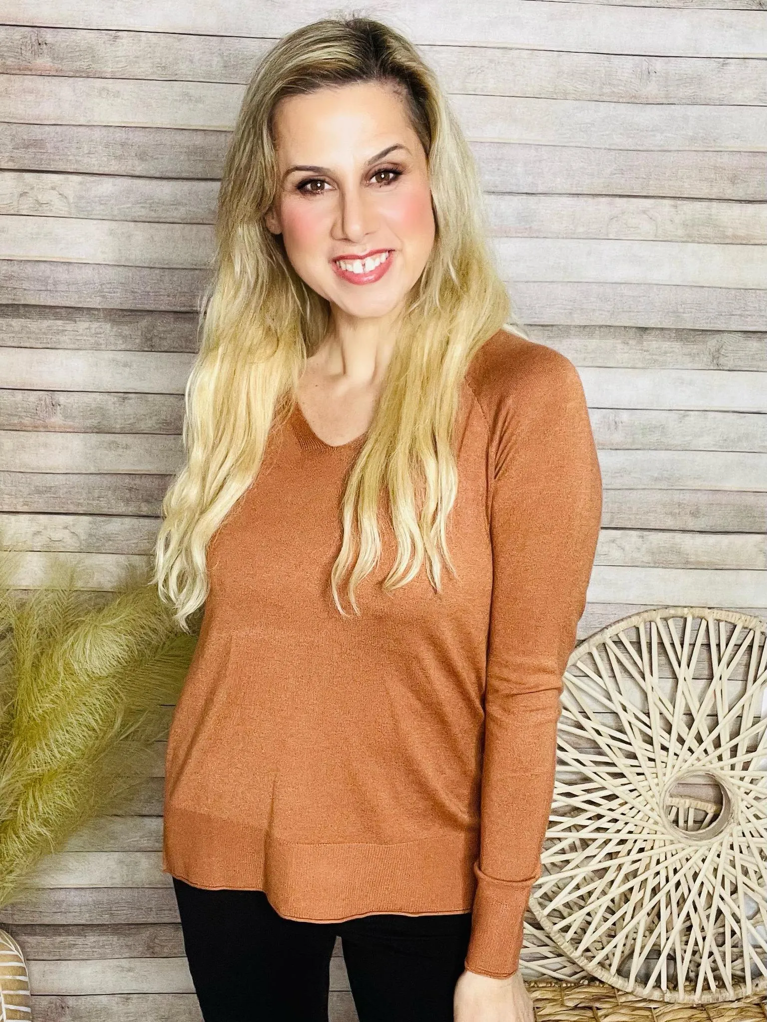 Terracotta Tunic Sweater V Neck