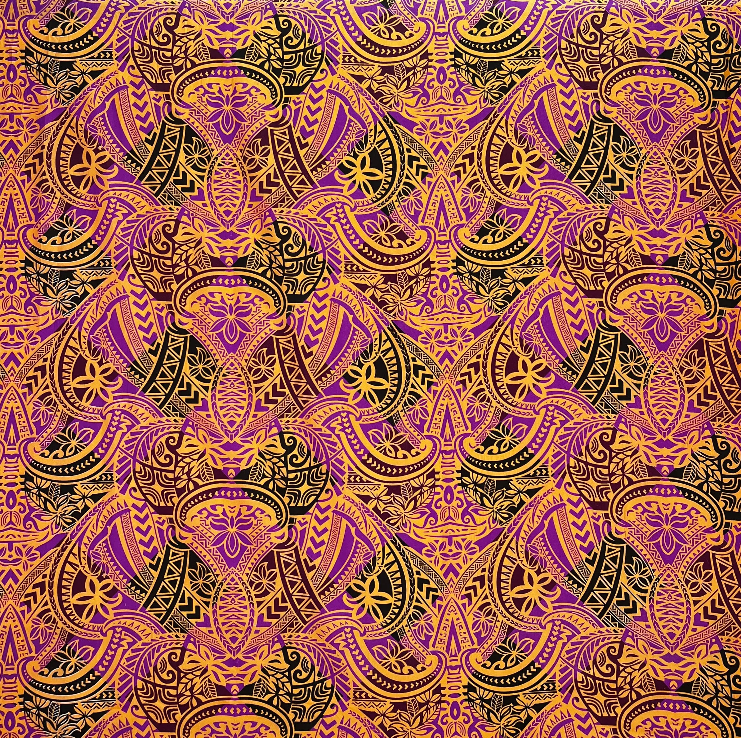 Traditional Polynesian Tattoo All Over design Peachskin Fabric | Islands Fabric