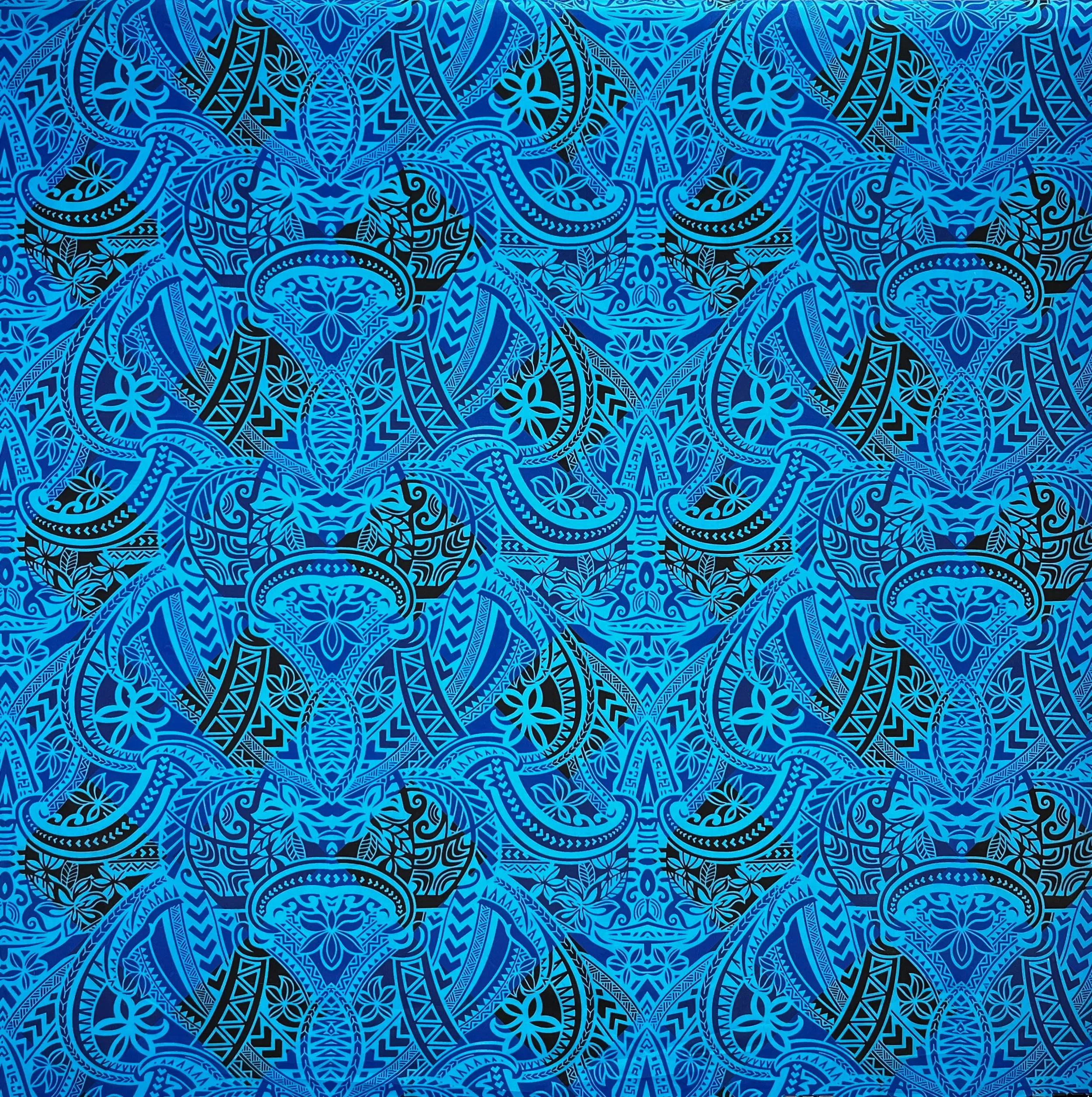 Traditional Polynesian Tattoo All Over design Peachskin Fabric | Islands Fabric