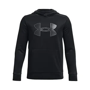 Under Armour Boys ArmourFleece Big Logo Hoodie , (001) Black / Black / Pitch Gray , Youth Medium