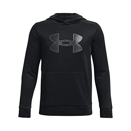 Under Armour Boys ArmourFleece Big Logo Hoodie , (001) Black / Black / Pitch Gray , Youth Medium