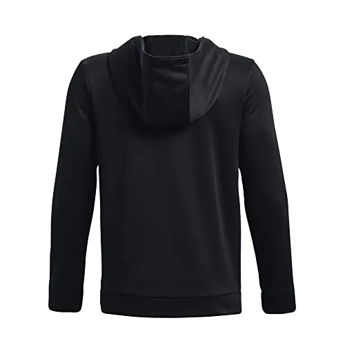 Under Armour Boys ArmourFleece Big Logo Hoodie , (001) Black / Black / Pitch Gray , Youth Medium