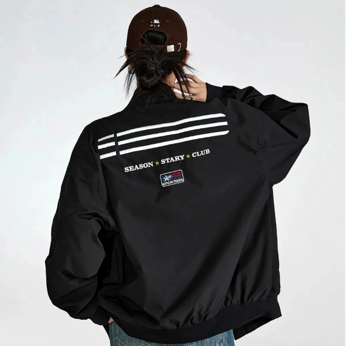 Vintage Y2K Bomber Jacket - Womens American Military Baseball Jacket