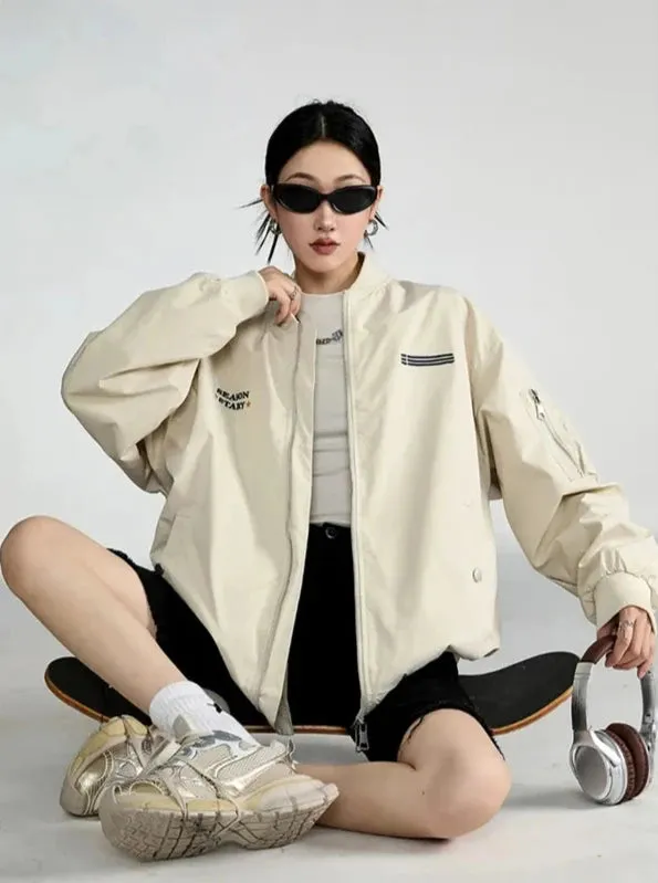 Vintage Y2K Bomber Jacket - Womens American Military Baseball Jacket