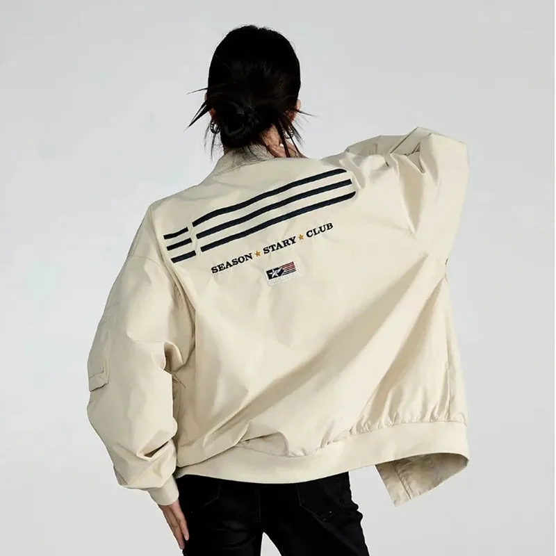 Vintage Y2K Bomber Jacket - Womens American Military Baseball Jacket