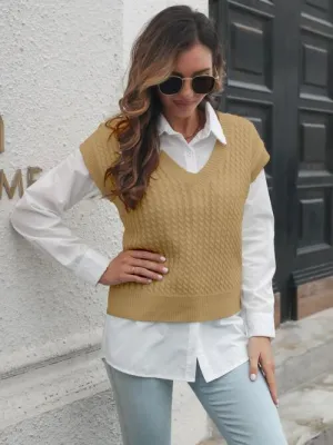 Warm And Versatile Cable Knit Sweater Vest