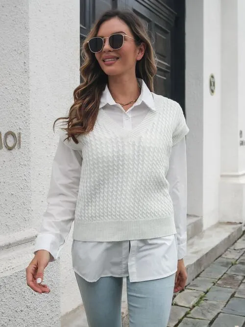 Warm And Versatile Cable Knit Sweater Vest