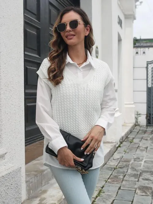 Warm And Versatile Cable Knit Sweater Vest