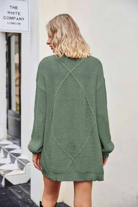 Warm Shield Pocketed Open Front Knit Cardigan